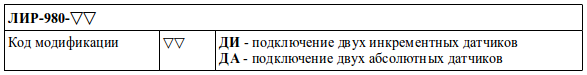 Код заказа контроллера движения ЛИР-980